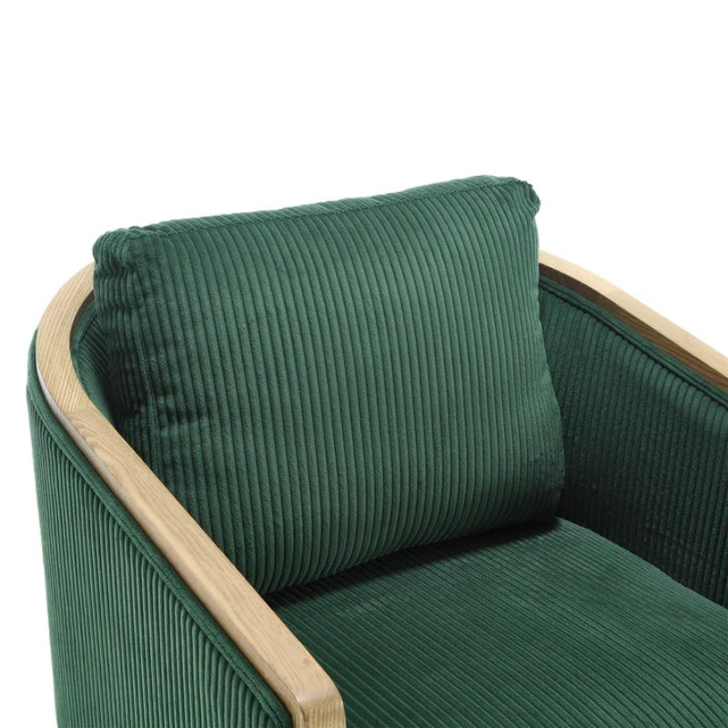 Emerald Corduroy Swivel Barrel Chair, Comfortable Accent Sofa Chair with 360 Degree Swivel for Living Room, Nursery, Hotel, Bedroom, Office-海智集-Default-