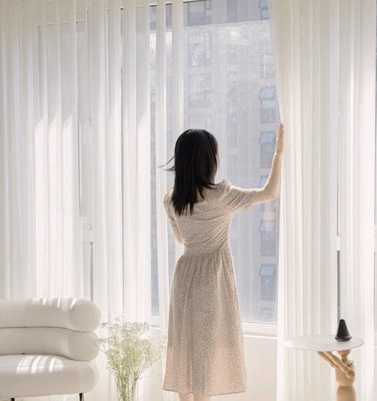 Dreamy curtains, vertical gauze curtains, electric vertical blinds, living room balcony bay window partitions, eco-friendly blackout curtains-海智集-