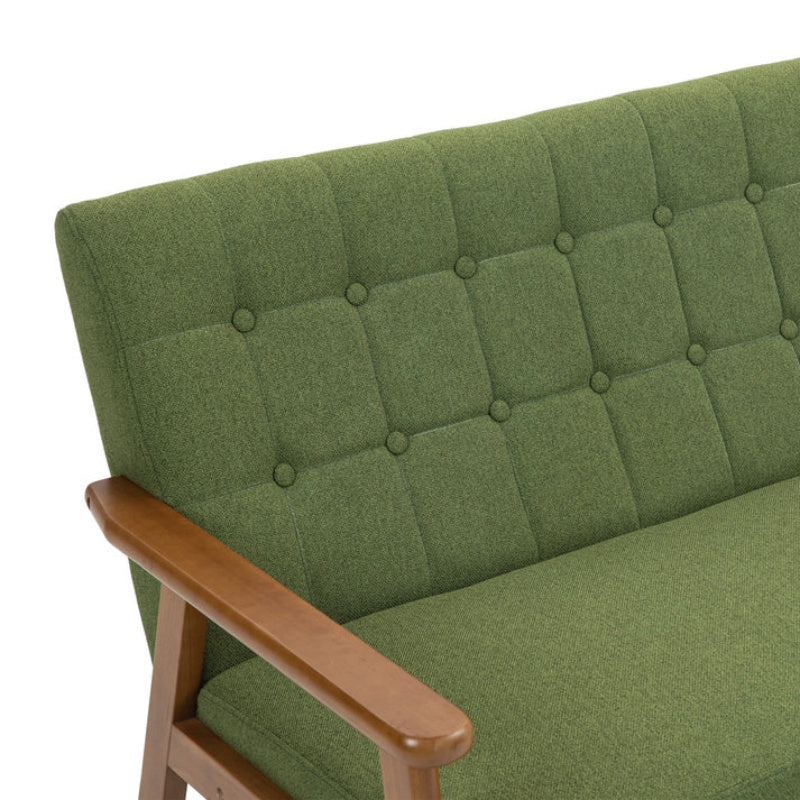 COOLMORE Mid-Century Modern Solid Loveseat Sofa Upholstered Linen Loveseat, 2-Seat Upholstered Loveseat Sofa Modern Couch-海智集-Default-