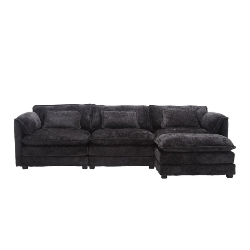 Modern Large L-Shape Sectional Chenille fabric, movable pedals, detachable armrests, oversized three-seat Sofa-海智集-Default-
