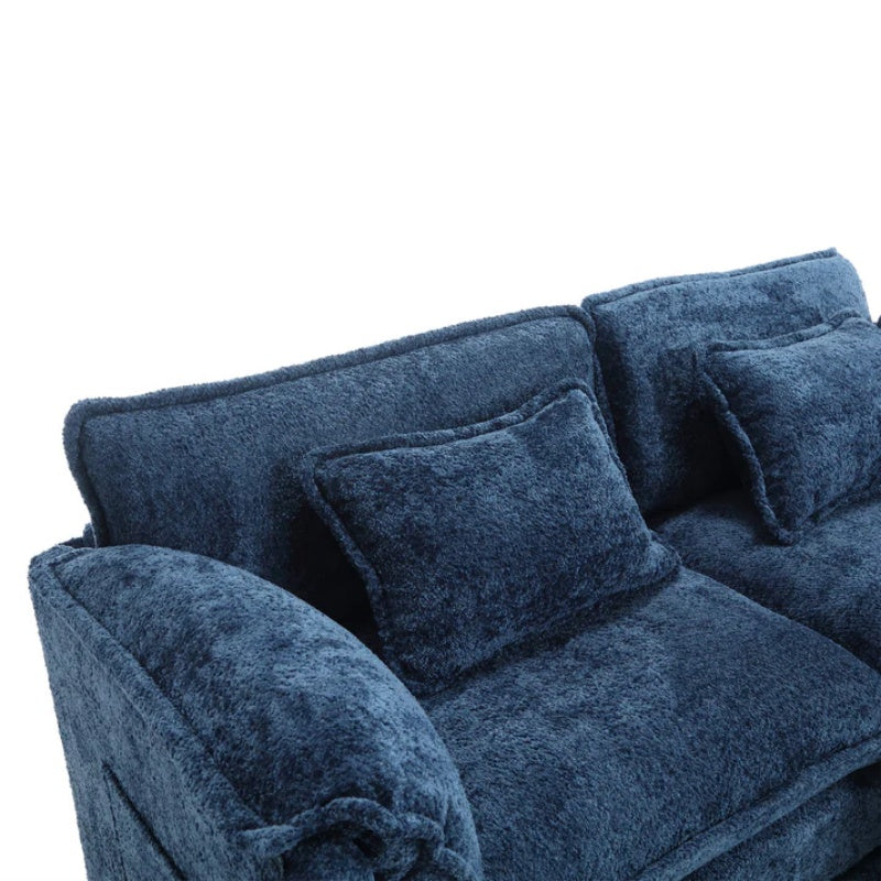UNITED WE WIN Chenille fabric, removable armrests with side pockets, high density sponge filling, oversized double sofa with footstool-海智集-Default-