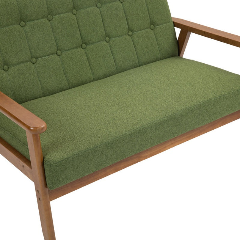 COOLMORE Mid-Century Modern Solid Loveseat Sofa Upholstered Linen Loveseat, 2-Seat Upholstered Loveseat Sofa Modern Couch-海智集-Default-