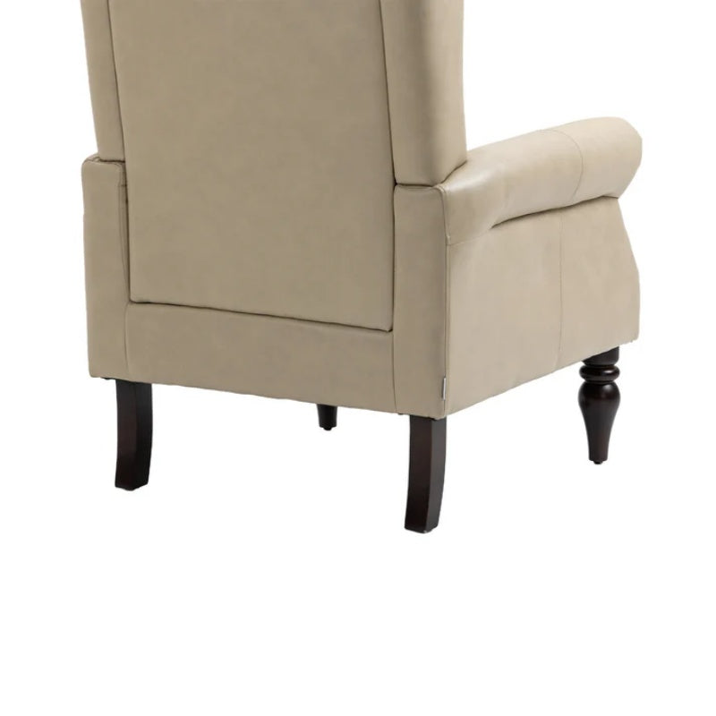 Modern Accent Chair Lounge Chair with Sturdy Wood Legs in Camel PU Leather for Living Room and Bedroom-海智集-Default-