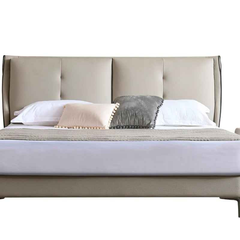 Jinxuan Series GINSON genuine Leather Bed, modern and simple Italian light Luxury high-end solid wood soft Package 2308# (including bed board but excluding bedside table)-海智集-