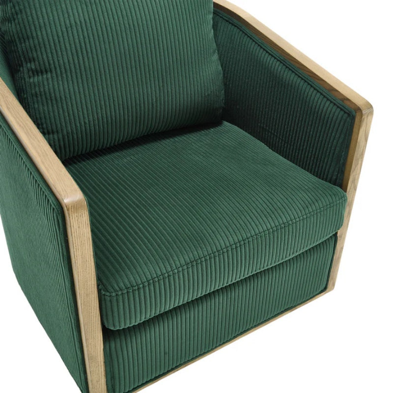 Emerald Corduroy Swivel Barrel Chair, Comfortable Accent Sofa Chair with 360 Degree Swivel for Living Room, Nursery, Hotel, Bedroom, Office-海智集-Default-