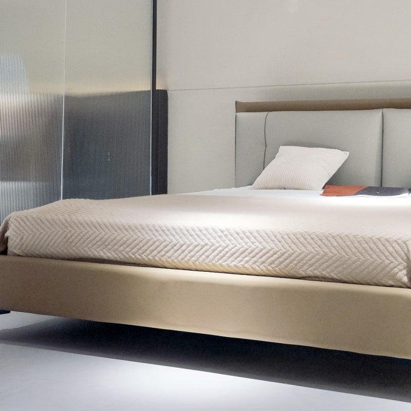 Modern Minimalist Leather Bed Set with Nightstands-海智集-