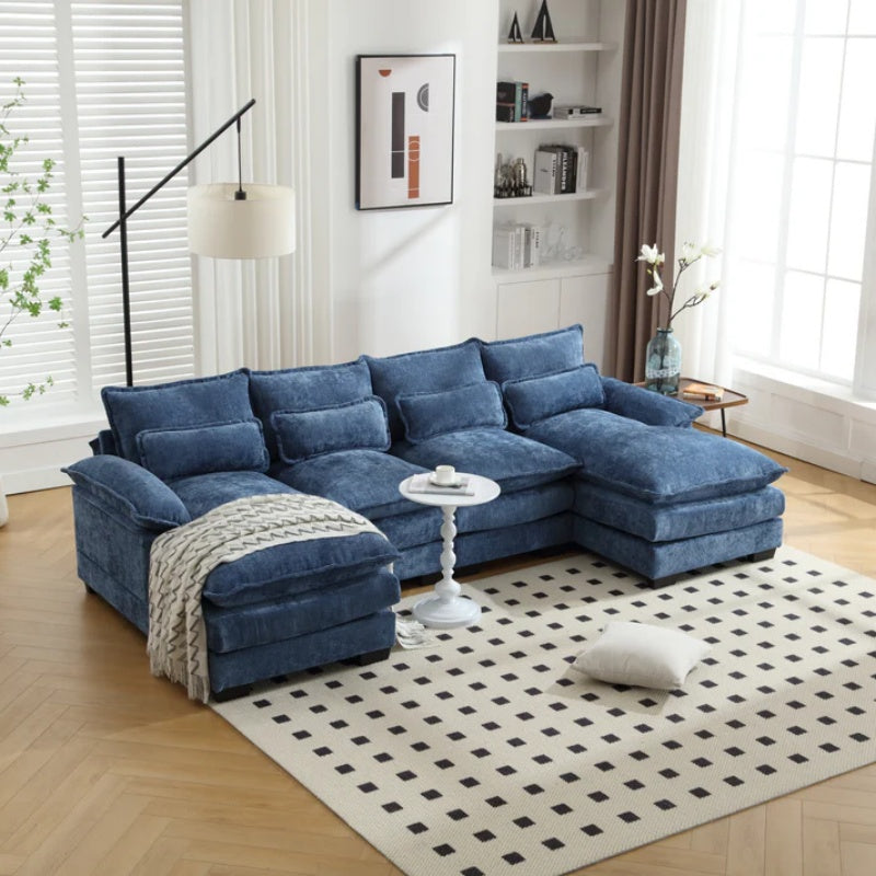 UNITED WE WIN Modern Large chenille Fabric U-Shape Sectional Sofa-海智集-Default-