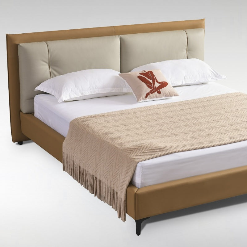 Modern Minimalist Leather Bed Set with Nightstands-海智集-
