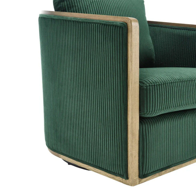Emerald Corduroy Swivel Barrel Chair, Comfortable Accent Sofa Chair with 360 Degree Swivel for Living Room, Nursery, Hotel, Bedroom, Office-海智集-Default-