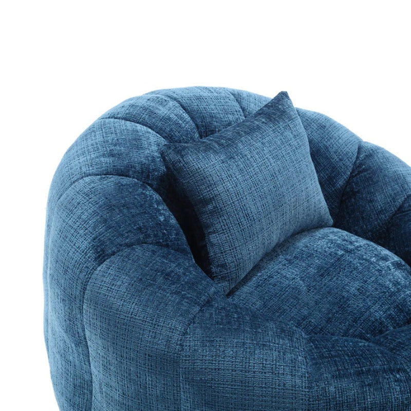 COOLMORE Modern Extra Large Round Bean Bag Chair with Footrest for Living Room, Chenille Fabric Lazy Sofa with Pillow for Adults, Teenagers,Child, Suitable for Bedroom, Dormitory, Study Room-海智集-Default-