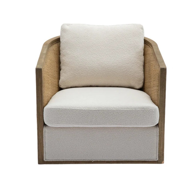 Beige Boucle Swivel Barrel Chair, Comfy Round Accent Sofa Chair with 360 Degree Swivel, Leisure Arm Chair for Living Room, Nursery, Hotel, Bedroom, Office, Lounge-海智集-Default-