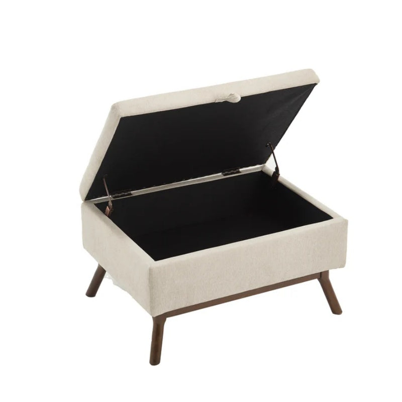 Mid-century modern square coffee table storage bench, assembled, suitable for living room, entryway and family room, used as a coffee table, stirrups, shoe bench-海智集-Default-