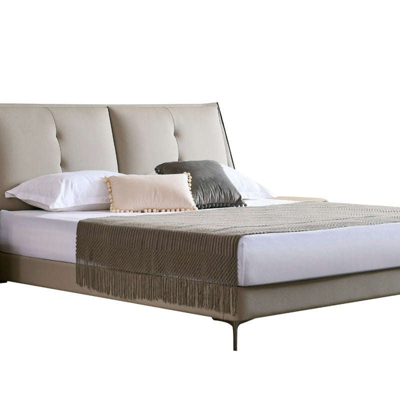 Jinxuan Series GINSON genuine Leather Bed, modern and simple Italian light Luxury high-end solid wood soft Package 2308# (including bed board but excluding bedside table)-海智集-