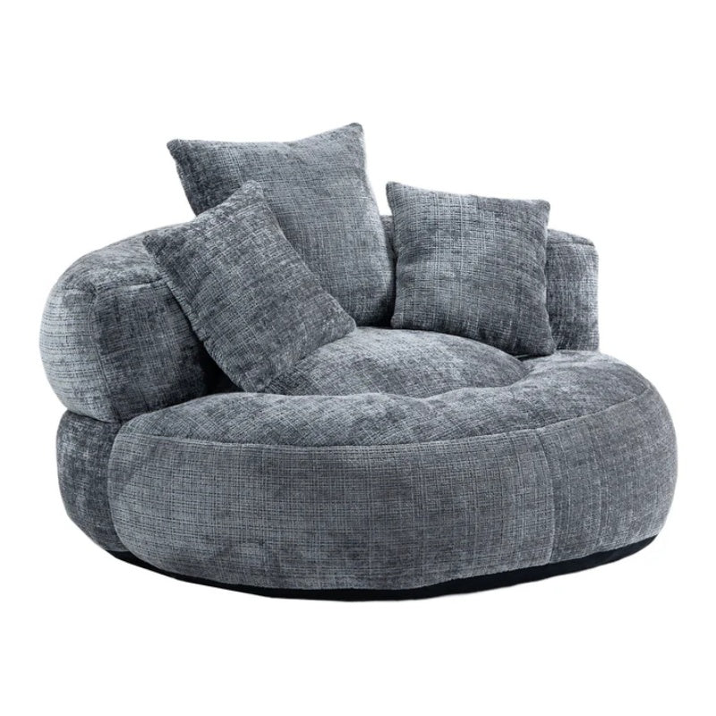 Lazy Sofa Durable Comfort Lounger High Back Bean Bag Chair with Three Pillows, Gray Chenille, 42.52 inches-海智集-Default-