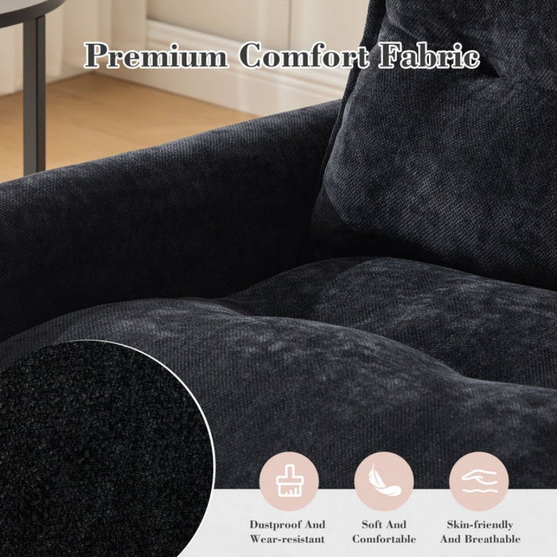UNITED WE WIN Swivel Barrel Chair - Mid Century Modern Chair, Thick Padded Arm Chair with Solid Metal Base, Comfortable Single Sofa Chair, Swivel Accent Chair for Living Room Bedroom-海智集-Default-