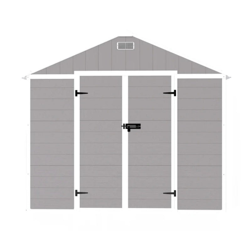 Campcraft 8*10ft resin storage shed, high quality pp material, strong structure, waterproof, rust and UV proof, large storage space, 12mm thick pp board, HD window lighting-海智集-Default-