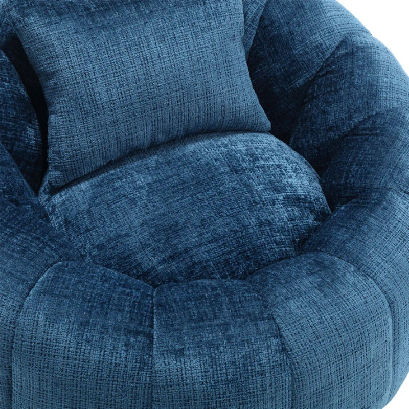 COOLMORE Modern Extra Large Round Bean Bag Chair with Footrest for Living Room, Chenille Fabric Lazy Sofa with Pillow for Adults, Teenagers,Child, Suitable for Bedroom, Dormitory, Study Room-海智集-Default-