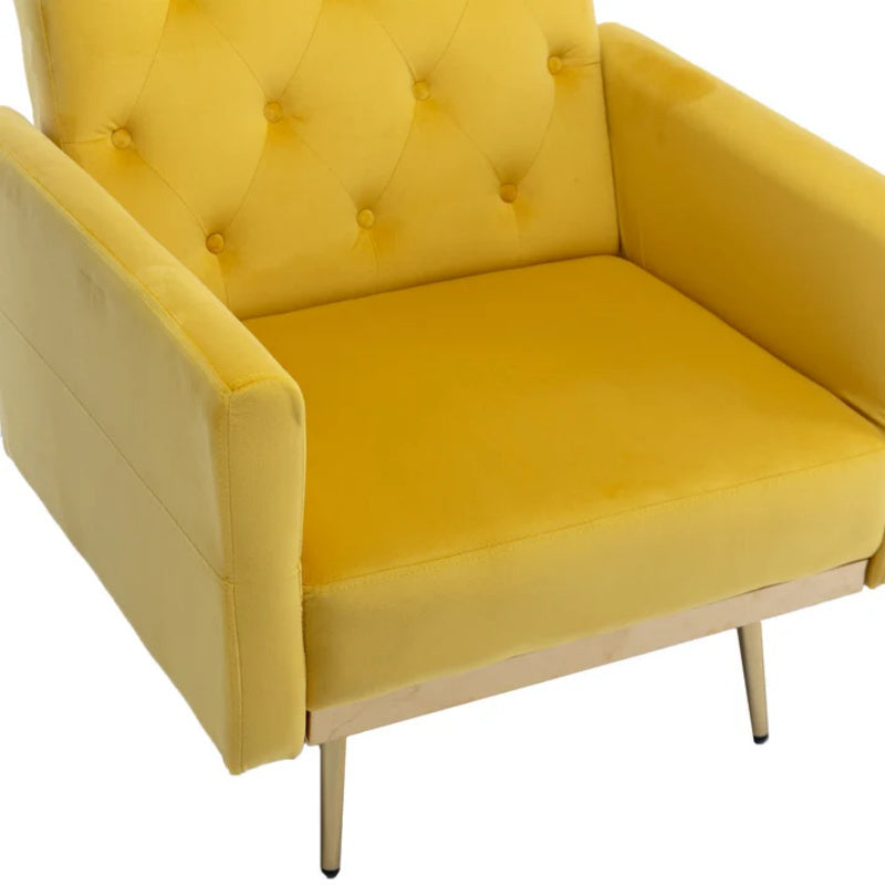 COOLMORE Velvet Accent Chair with Adjustable Armrests and Backrest, Button Tufted Lounge Chair, Single Recliner Armchair with Ottoman-海智集-Default-