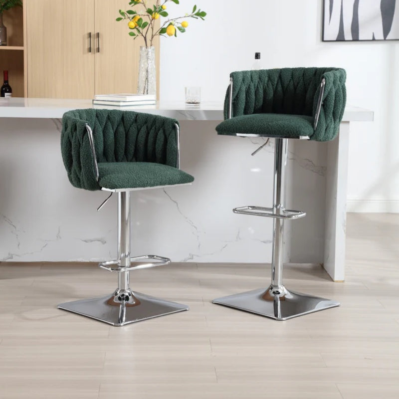 COOLMORE Vintage Bar Stools with Back and Footrest Counter Height Dining Chairs 2PC/SET-海智集-Default-