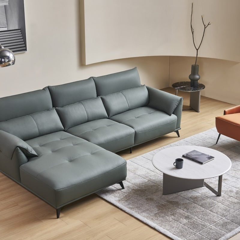 The genuine leather Italian sofa in the living room is light, luxurious, elegant, soft and comfortable-海智集-