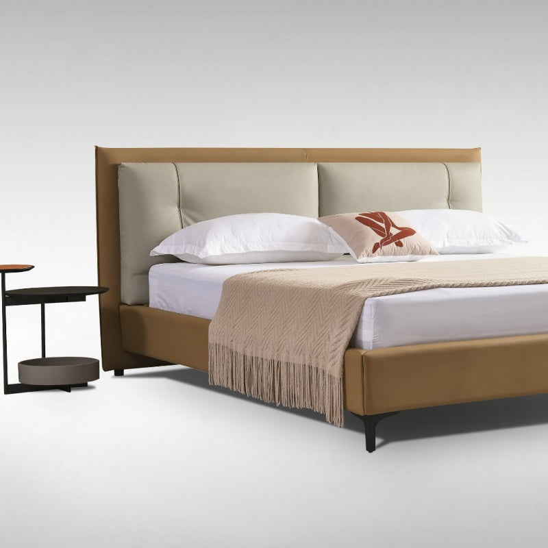 Modern Minimalist Leather Bed Set with Nightstands-海智集-