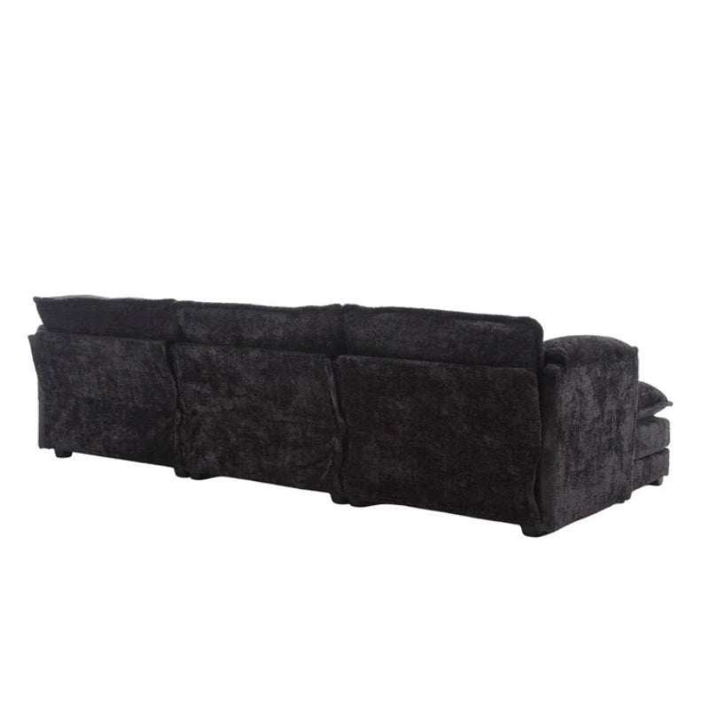 Modern Large L-Shape Sectional Chenille fabric, movable pedals, detachable armrests, oversized three-seat Sofa-海智集-Default-