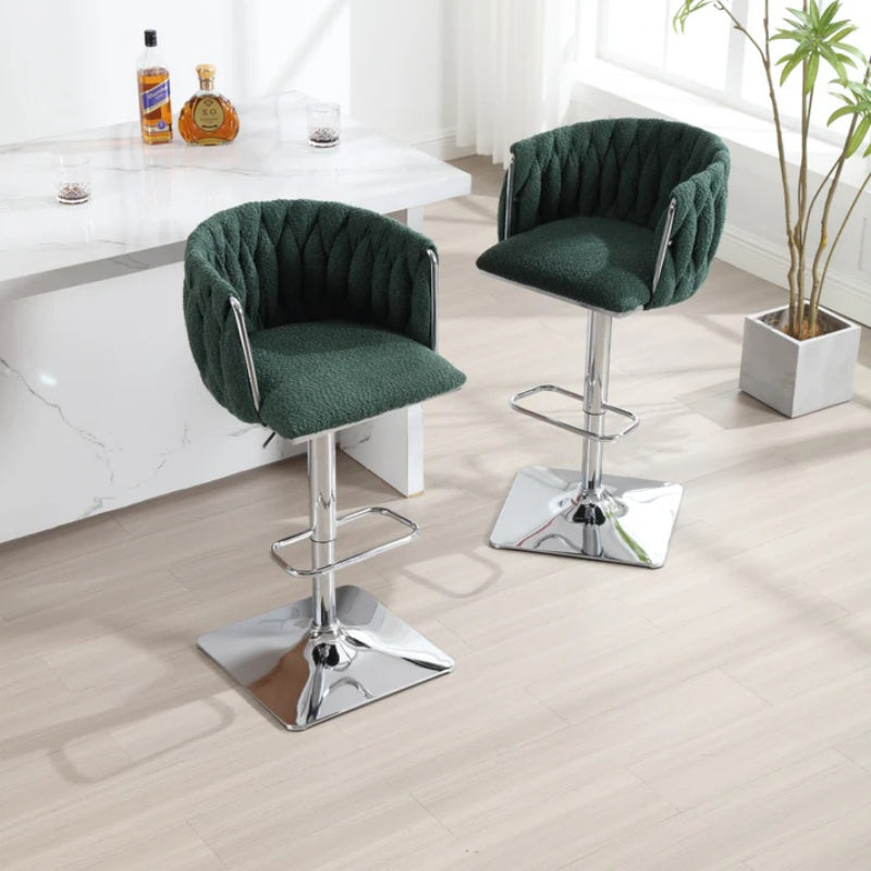 COOLMORE Vintage Bar Stools with Back and Footrest Counter Height Dining Chairs 2PC/SET-海智集-Default-