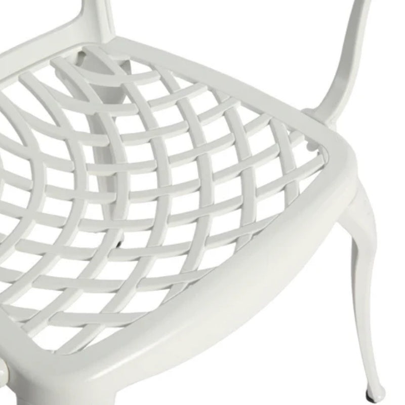 3 Piece Patio Bistro Set Cast Aluminum Bistro Table and Chairs Set of 2 with Umbrella Hole,All Weather Metal Bistro Table Set,Outdoor Patio Furniture Set for Garden with cushion White-海智集-Default-