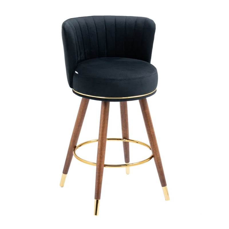 COOLMORE Counter Height Bar Stools Set of 2 for Kitchen Counter Solid Wood Legs with a fixed height of 360 degrees-海智集-Default-