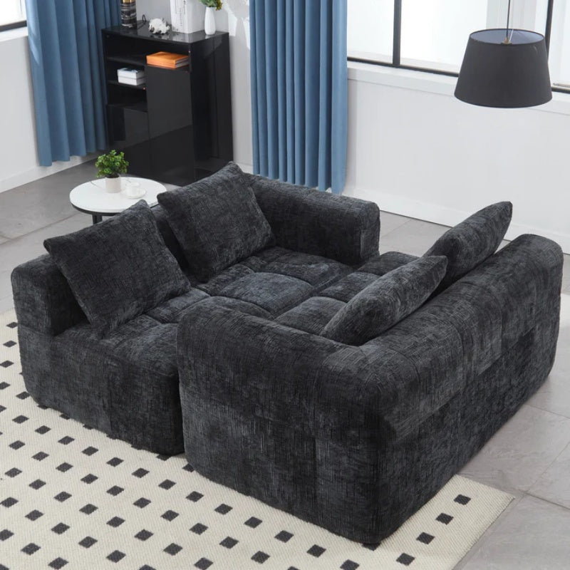 UNITED WE WIN Chenille Loveseat Sofa,Minimalist Modular Couches Sleeper for Living Room Bedroom Apartment Lounge-海智集-Default-