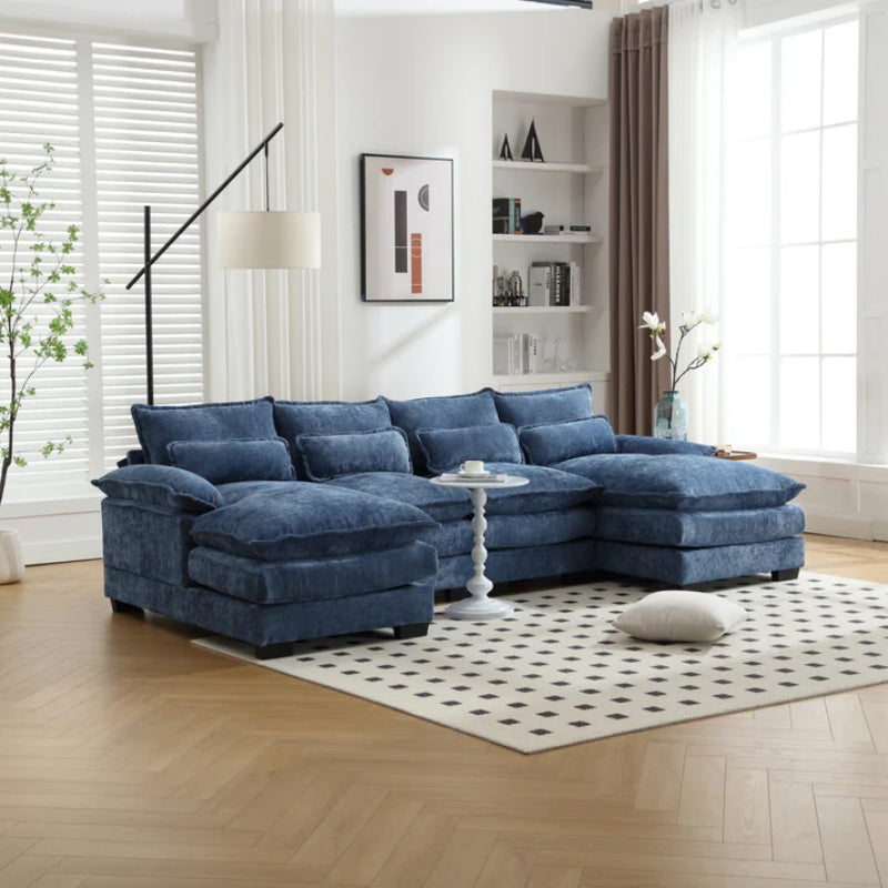 UNITED WE WIN Modern Large chenille Fabric U-Shape Sectional Sofa-海智集-Default-