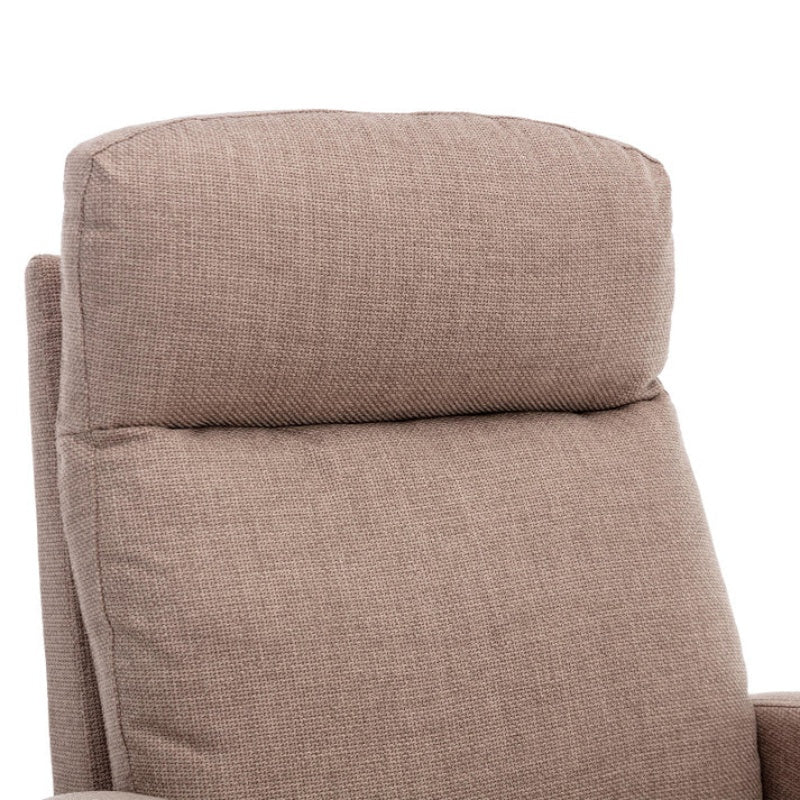 Rocking Chair, Modern Glider Chair, Recliner Armchair with Wood Legs and Side Pocket, Nursery Rocking Accent Chair with High Back for Living Room Bedroom (Camel linen)-海智集-Default-