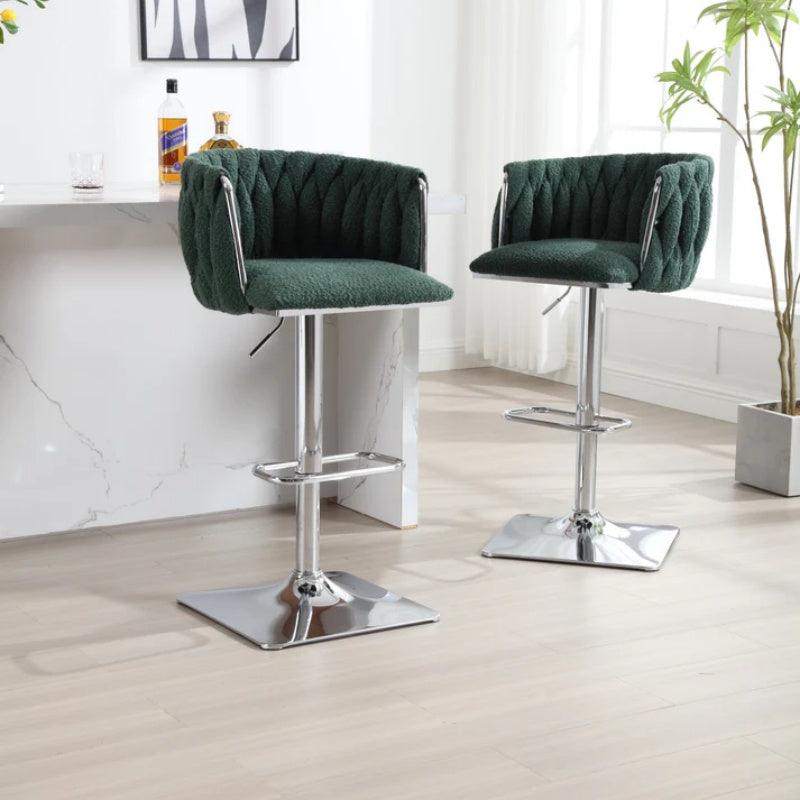 COOLMORE Vintage Bar Stools with Back and Footrest Counter Height Dining Chairs 2PC/SET-海智集-Default-