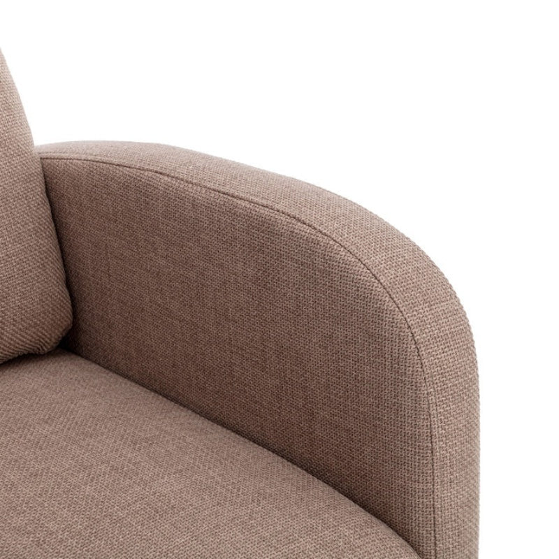 Rocking Chair, Modern Glider Chair, Recliner Armchair with Wood Legs and Side Pocket, Nursery Rocking Accent Chair with High Back for Living Room Bedroom (Camel linen)-海智集-Default-