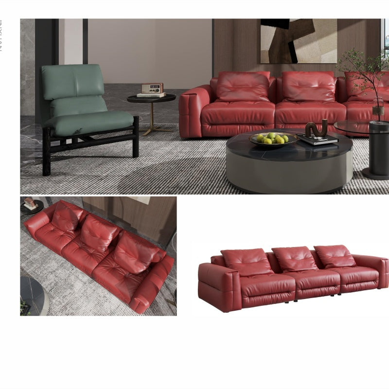 Compact Luxury Leather Sofa for Small Spaces-海智集-