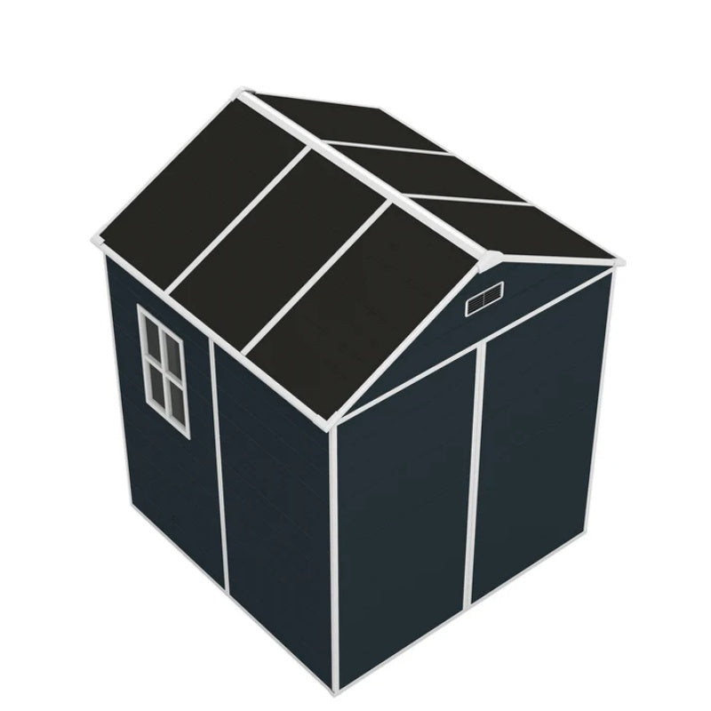 Campcraft 6*6ft resin storage shed, high quality pp material, strong structure, waterproof, rust and UV proof, large storage space, 12mm thick pp board, HD window lighting Dark gray-海智集-Default-