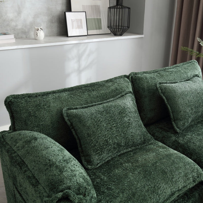 UNITED WE WIN Chenille fabric, removable armrests with side pockets, high density sponge filling, oversized double sofa with footstool-海智集-Default-