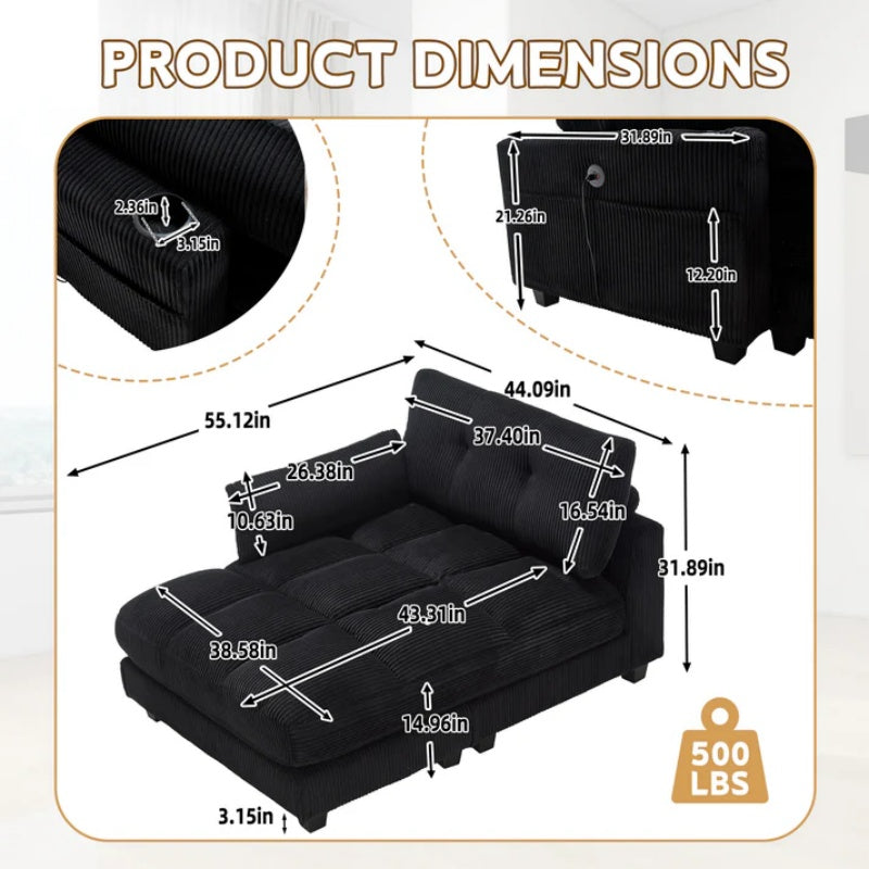 UNITED WE WIN Sleeper Sofa Couch Bed,Oversized Chaise Lounge Chair Cozy Cloud Couch-海智集-Default-