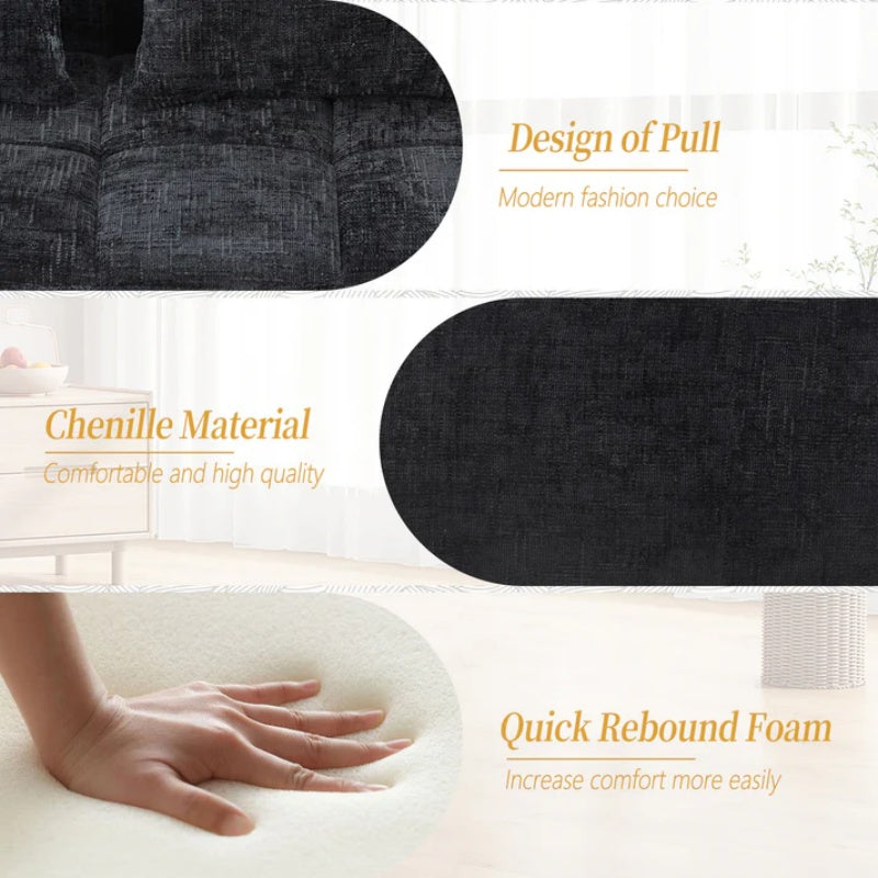 UNITED WE WIN Chenille Loveseat Sofa,Minimalist Modular Couches Sleeper for Living Room Bedroom Apartment Lounge-海智集-Default-