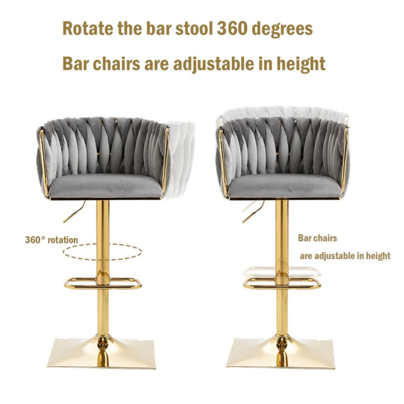 COOLMORE Vintage Bar Stools with Back and Footrest Counter Height Dining Chairs 2PC/SET-海智集-Default-