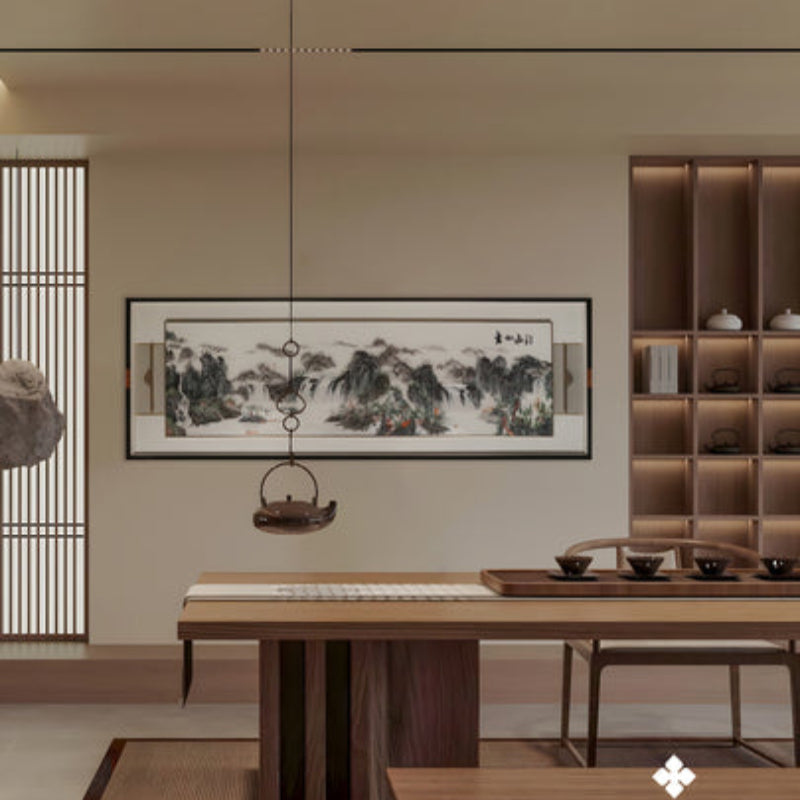 New Chinese Style Embroidered Wall Art - Handmade Silk Painting with Floral/Bird Motifs, Framed Oriental Home Decor for Living Room & Bedroom-海智集-