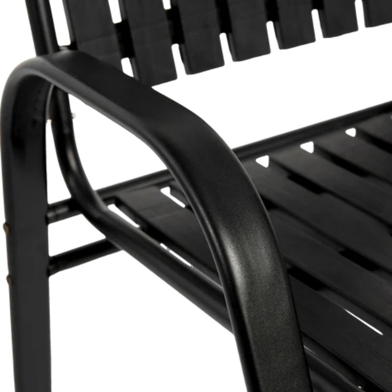 7 Pieces Patio Dining Set, Plastic chair and steel table Outdoor Set, plastic Chairs and Table Set for Garden Patio, Black-海智集-Default-