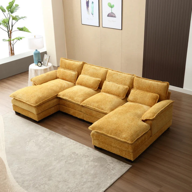 UNITED WE WIN Modern Large chenille Fabric U-Shape Sectional Sofa-海智集-Default-