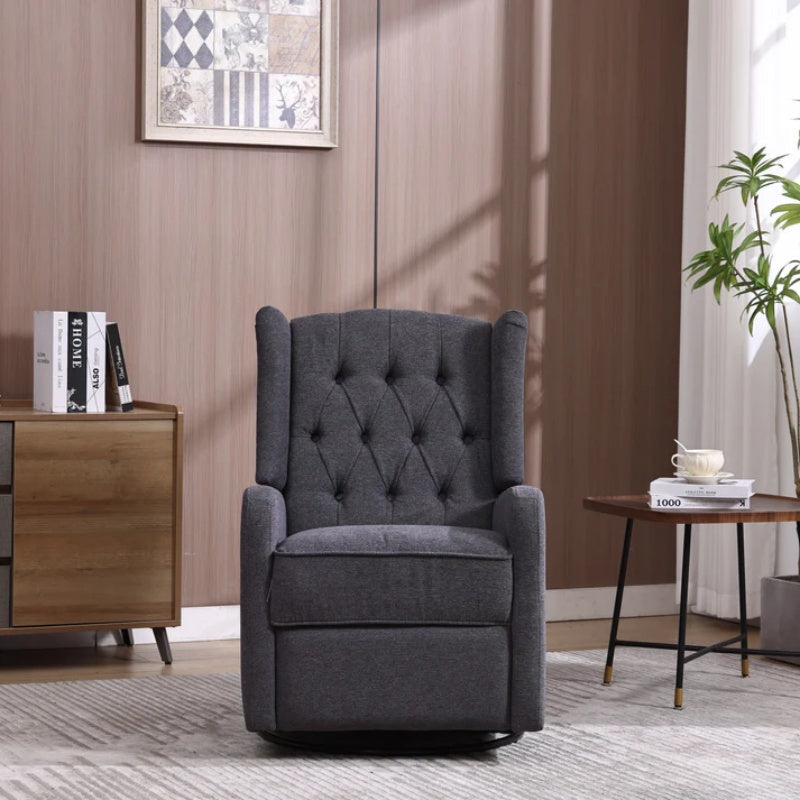 COOLMORE Rocking Recliner Chair,360 Degree Swivel Nursery Rocking Chair,Glider Chair,Modern Small Rocking Swivel Recliner Chair for Bedroom,Living Room Chair Home Theater Seat (Dark Gray)-海智集-Default-