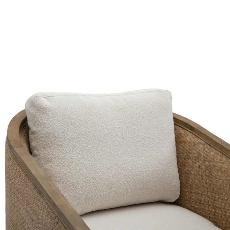 Beige Boucle Swivel Barrel Chair, Comfy Round Accent Sofa Chair with 360 Degree Swivel, Leisure Arm Chair for Living Room, Nursery, Hotel, Bedroom, Office, Lounge-海智集-Default-