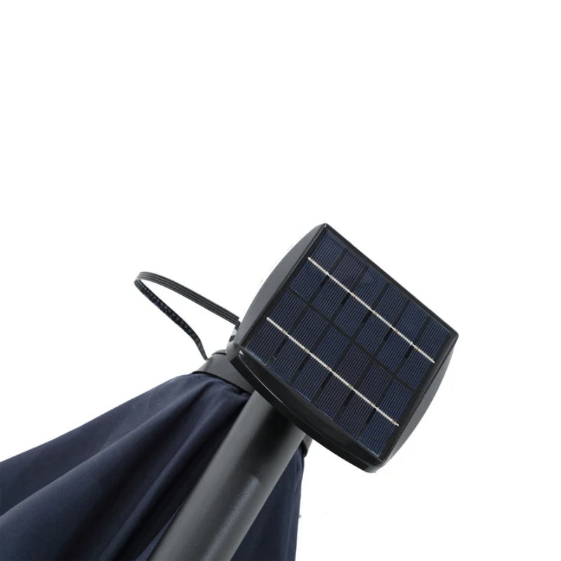 10ft Solar LED Offset Hanging Market Patio Umbrella (Navy blue )(No Base)-海智集-Default-