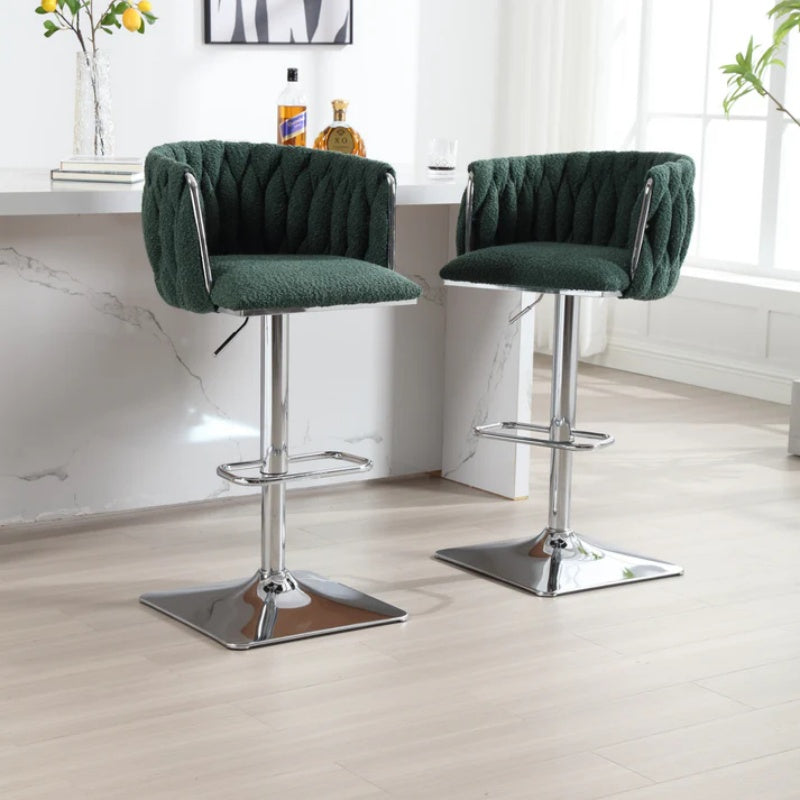 COOLMORE Vintage Bar Stools with Back and Footrest Counter Height Dining Chairs 2PC/SET-海智集-Default-