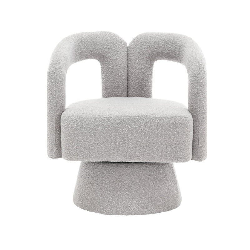 COOLMORE 360 Degree Swivel Cuddle Barrel Accent Chairs, Round Armchairs with Wide Upholstered, Fluffy Fabric Chair for Living Room, Bedroom, Office, Waiting Rooms (Light Gray Boucle)-海智集-Default-