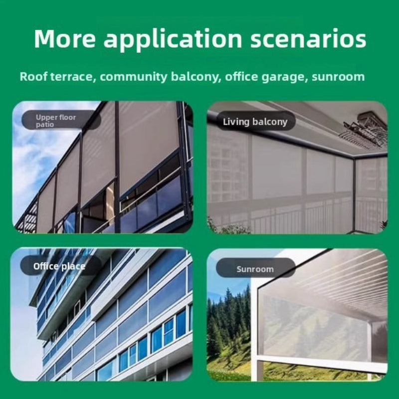 Open balcony windproof, rainproof, sun-proof, electric intelligent roller blinds, sunshade L curtains, heat insulation, ventilation, sealing the balcony god-海智集-