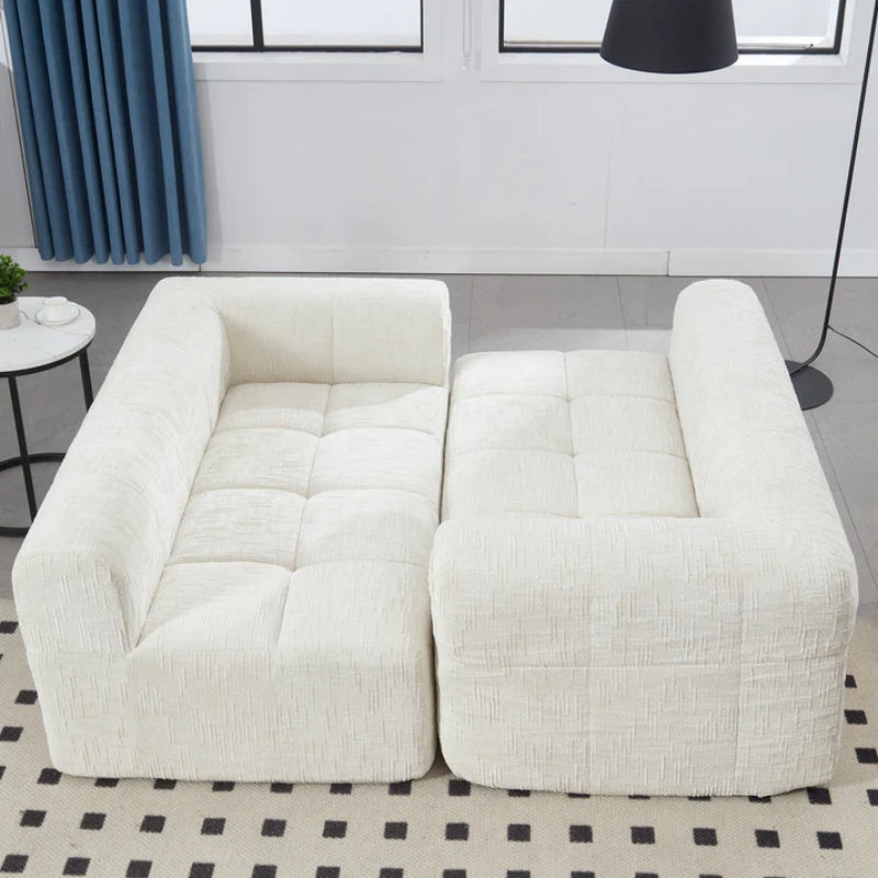 UNITED WE WIN Chenille Loveseat Sofa,Minimalist Modular Couches Sleeper for Living Room Bedroom Apartment Lounge-海智集-Default-